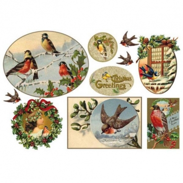 Stamperia A3 Rice Paper Reispapier Merry Christmas Birds