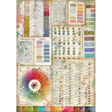 Stamperia A4 Rice Paper Reispapier Atelier Pantone Charts