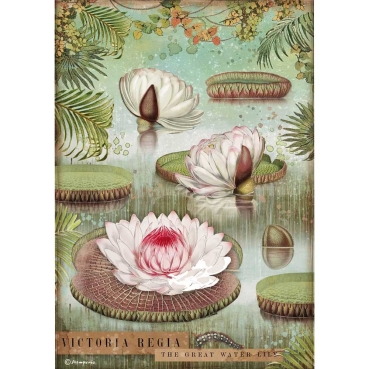 Stamperia A4 Rice Paper Reispapier Amazonia Water Lily