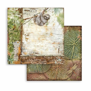 Preview: Stamperia Doppelseitig bedruckte Papierbögen 8 x 8 Inch Paper Pack Amazonia