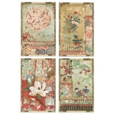 Stamperia A4 Rice Paper Reispapier Japanese Postcards