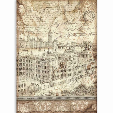 Stamperia A4 Rice Paper Reispapier Lady Vagabond London