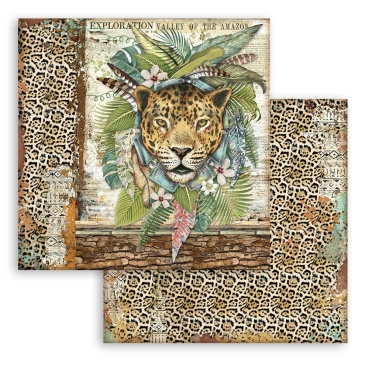 Preview: Stamperia Block Large 12 x 12 Inch mit 10 doppelseitig bedruckten Papieren Amazonia
