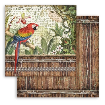 Stamperia Block Large 12 x 12 Inch mit 10 doppelseitig bedruckten Papieren Amazonia