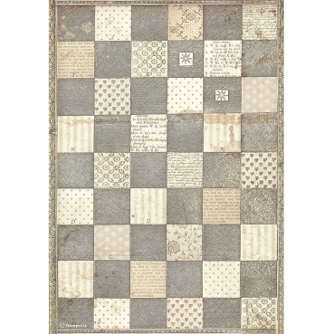 Stamperia A4 Rice Paper Reispapier Alice Chessboard