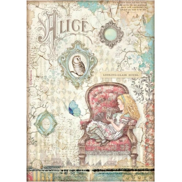 Stamperia A4 Rice Paper Reispapier Alice Looking-glass House