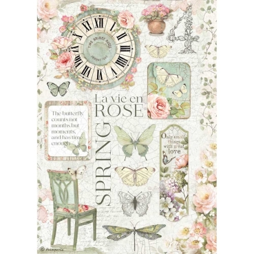 Stamperia A4 Rice Paper Reispapier La Vie en Rose