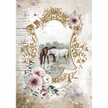 Stamperia A4 Rice Paper Reispapier Romantic Horses Lake