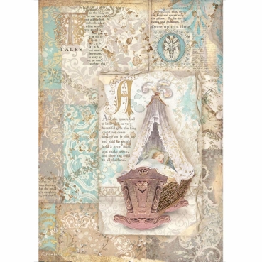 Stamperia A4 Rice Paper Reispapier Sleeping Beauty Cradle