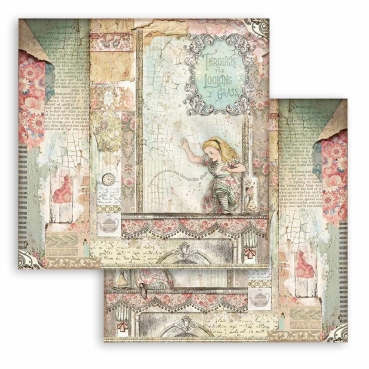Preview: Stamperia 8 x 8 inch Small Paper Pad / 10 Papiere Alice through the Looking Glass