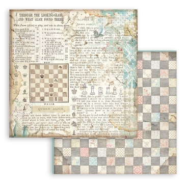 Preview: Stamperia 8 x 8 inch Small Paper Pad / 10 Papiere Alice Backgrounds Selection