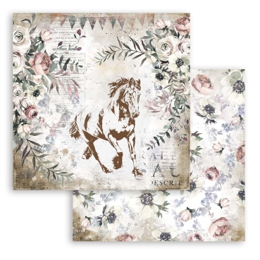 Stamperia 8 x 8 inch Small Paper Pad / 10 Papiere Romantic Horses