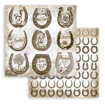 Stamperia 8 x 8 inch Small Paper Pad / 10 Papiere Romantic Horses