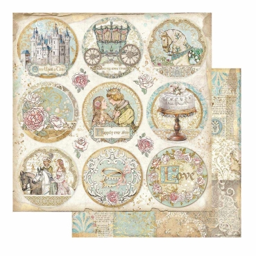 Stamperia 8 x 8 inch Small Paper Pad / 10 Papiere Sleeping Beauty