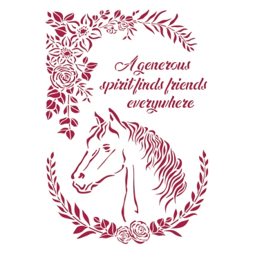 Stamperia Stencil A4 Romantic Horse with Flowers