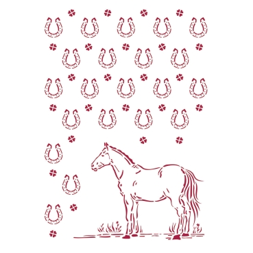 Stamperia Stencil A4 Romantic Horses Horseshoes Patterns