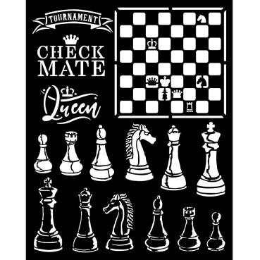 Stamperia Thick Stencil 20 x 25 cm Alice Check Mate