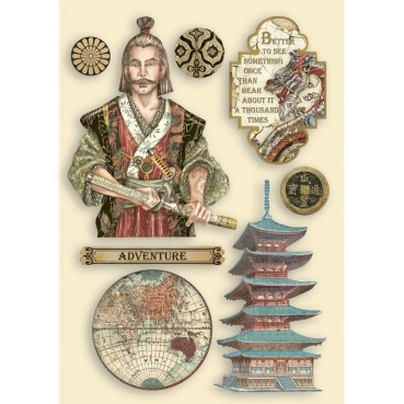 Stamperia Colored Wooden Shape A5 Sir Vagabond in Japan Samurai