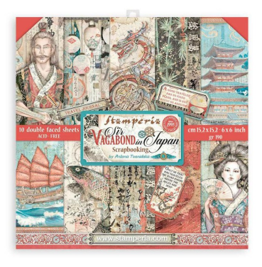 Stamperia Extra Small Paper Pad / 10 Papiere Sir Vagabond in Japan