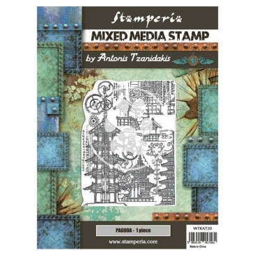 Stamperia Mixed Media Stamp Stempel Sir Vagabond in Japan Pagoda