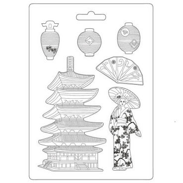Stamperia Soft Mould A4 Sir Vagabond Japan Pagoda