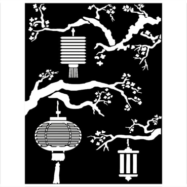 Stamperia Mixed Media Stencil Schablone 15 x 20 cm Sir Vagabond in Japan Lanterns