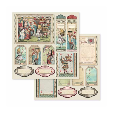 Preview: Stamperia Scrapbooking Extra Small Pad 10 sheets 6 x 6 Inch Alice in Wonderland
