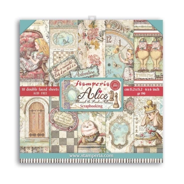 Stamperia Scrapbooking Extra Small Pad 10 sheets 6 x 6 Inch Alice through the Looking Glass