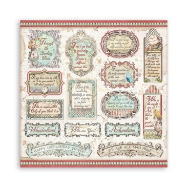 Preview: Stamperia Scrapbooking Extra Small Pad 10 sheets 6 x 6 Inch Alice through the Looking Glass