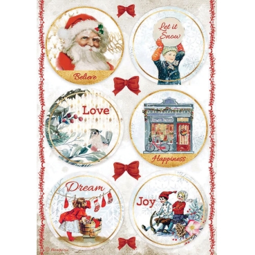 Stamperia A4 Rice Paper Reispapier Romantic Christmas Rounds