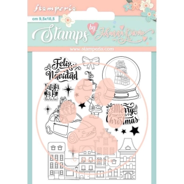 Acrylic Stamp Acrylstempel Christmas Rose Feliz Navidad