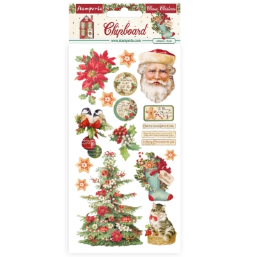Stamperia Chipboard 15 x 30 cm 18 Stück Classic Christmas