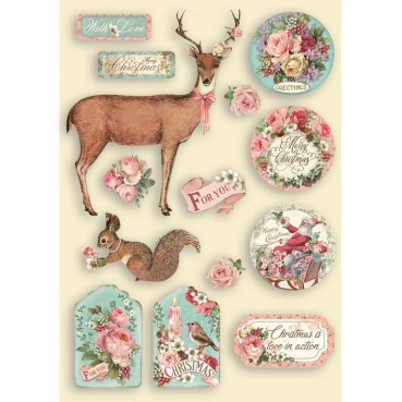 Stamperia Colored Wooden Shape A5 Pink Christmas