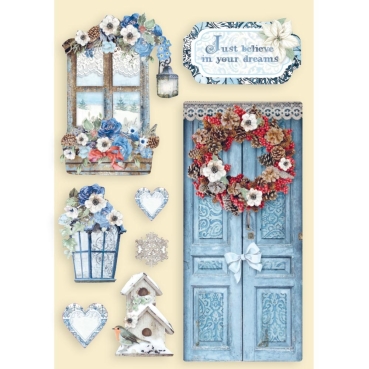 Stamperia Colored Wooden Shape A5 Winter Tales Door and Window