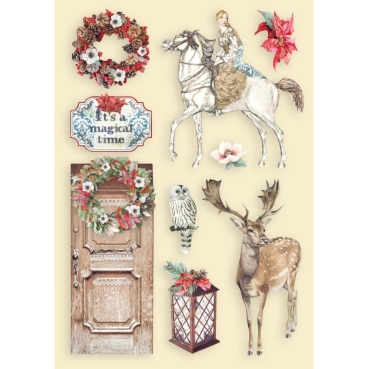 Stamperia Colored Wooden Shape A5 Winter Tales Horse and Deer