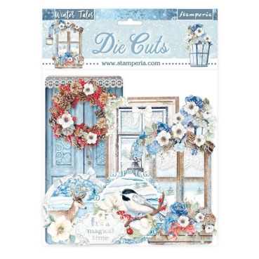 Stamperia Die Cuts assorted Ausstanzungen Winter Tales Quotes and Labels