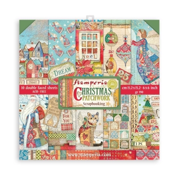 Stamperia Extra Small Paper Pad / 10 Papiere Christmas Patchwork