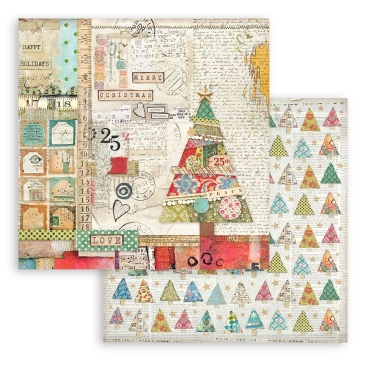 Preview: Stamperia Extra Small Paper Pad / 10 Papiere Christmas Patchwork