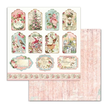 Preview: Stamperia Extra Small Paper Pad / 10 Papiere Pink Christmas