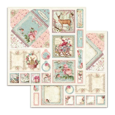 Preview: Stamperia Extra Small Paper Pad / 10 Papiere Pink Christmas
