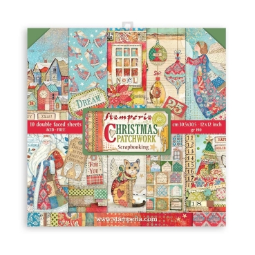 Stamperia 12 x 12 inch Paper Pack / Papiere Christmas Patchwork