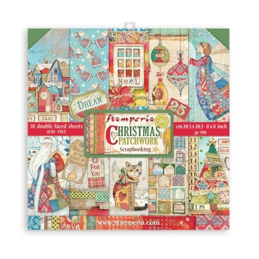Stamperia 8 x 8 inch Paper Pack / Papiere Christmas Patchwork