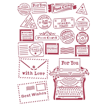 Stamperia Stencil Schablone A4 Romantic Christmas Type Writer