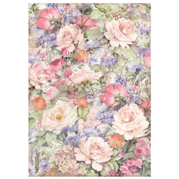 Stamperia A4 Rice Paper Reispapier Casa Granada Flowers