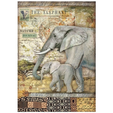 Stamperia A4 Rice Paper Reispapier Savana The Elefant