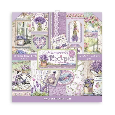 Stamperia Extra Small Pad 6 x 6 Inch mit 10 doppelseitig bedruckten Papieren Provence