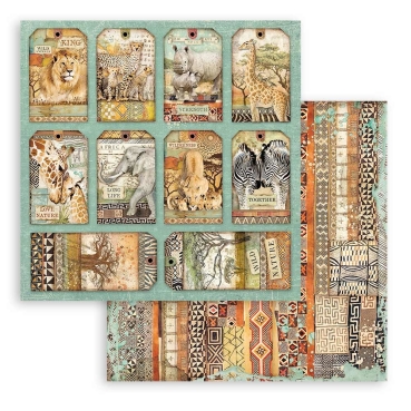 Preview: Stamperia Extra Small Pad 6 x 6 Inch mit 10 doppelseitig bedruckten Papieren Savana
