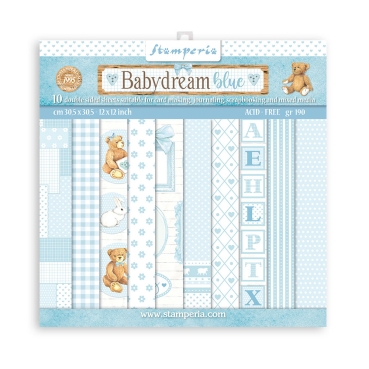 Stamperia 12 x 12 inch Paper Pack / Papiere BabyDream Blue