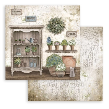 Preview: Stamperia 8 x 8 inch Small Paper Pad / 10 Papiere Romantic Garden House