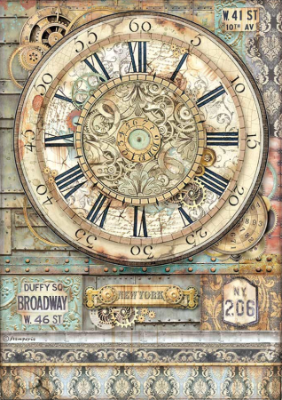 Stamperia A4 Rice Paper Reispapier Sir Vagabond Aviator Clock